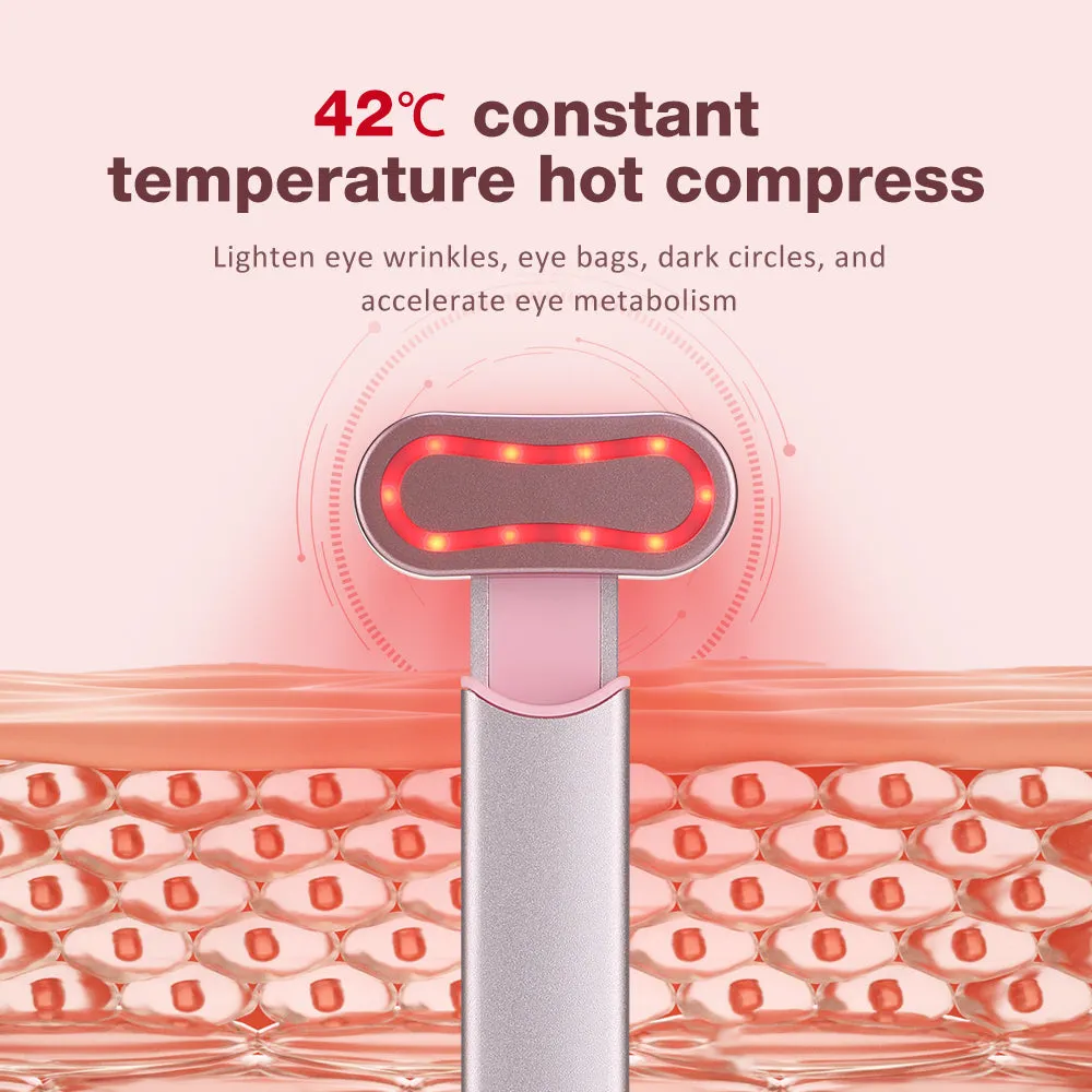 Luxury Eye Massager Device with Vibration & Heating, Rotatable Beauty Wand for Dark Circles and Eye Bags Removal, Eye Lifting & Skin Care Tool, Promotes Cell Rejuvenation, Firms and Lifts Eye Area, Compact and Portable