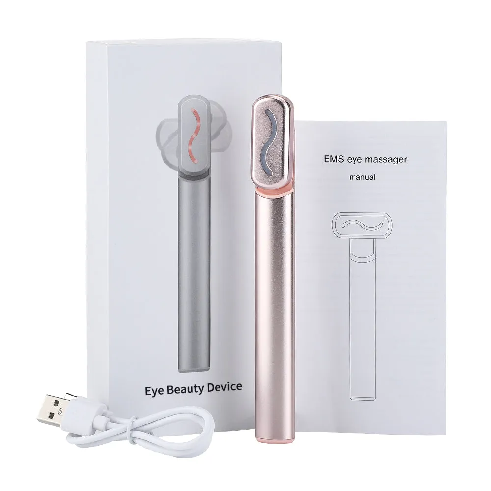 Luxury Eye Massager Device with Vibration & Heating, Rotatable Beauty Wand for Dark Circles and Eye Bags Removal, Eye Lifting & Skin Care Tool, Promotes Cell Rejuvenation, Firms and Lifts Eye Area, Compact and Portable