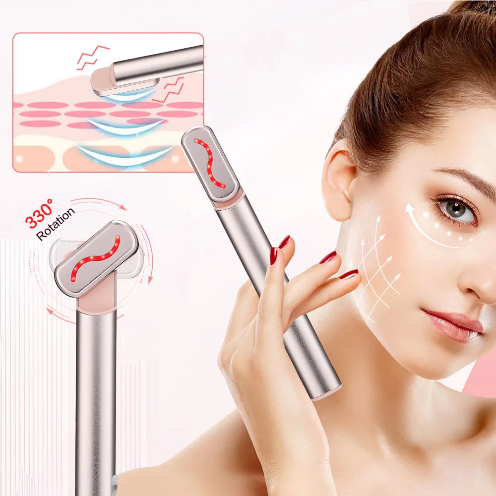 Luxury Eye Massager Device with Vibration & Heating, Rotatable Beauty Wand for Dark Circles and Eye Bags Removal, Eye Lifting & Skin Care Tool, Promotes Cell Rejuvenation, Firms and Lifts Eye Area, Compact and Portable