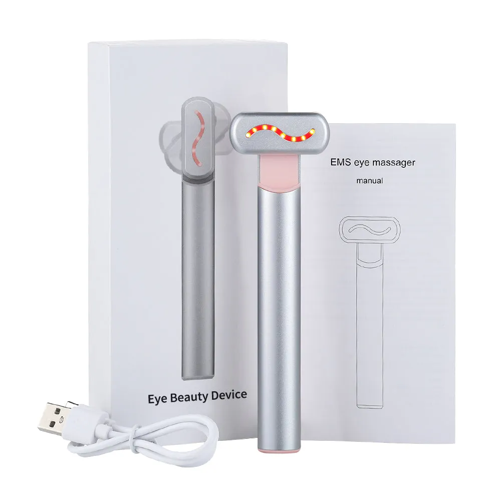 Luxury Eye Massager Device with Vibration & Heating, Rotatable Beauty Wand for Dark Circles and Eye Bags Removal, Eye Lifting & Skin Care Tool, Promotes Cell Rejuvenation, Firms and Lifts Eye Area, Compact and Portable