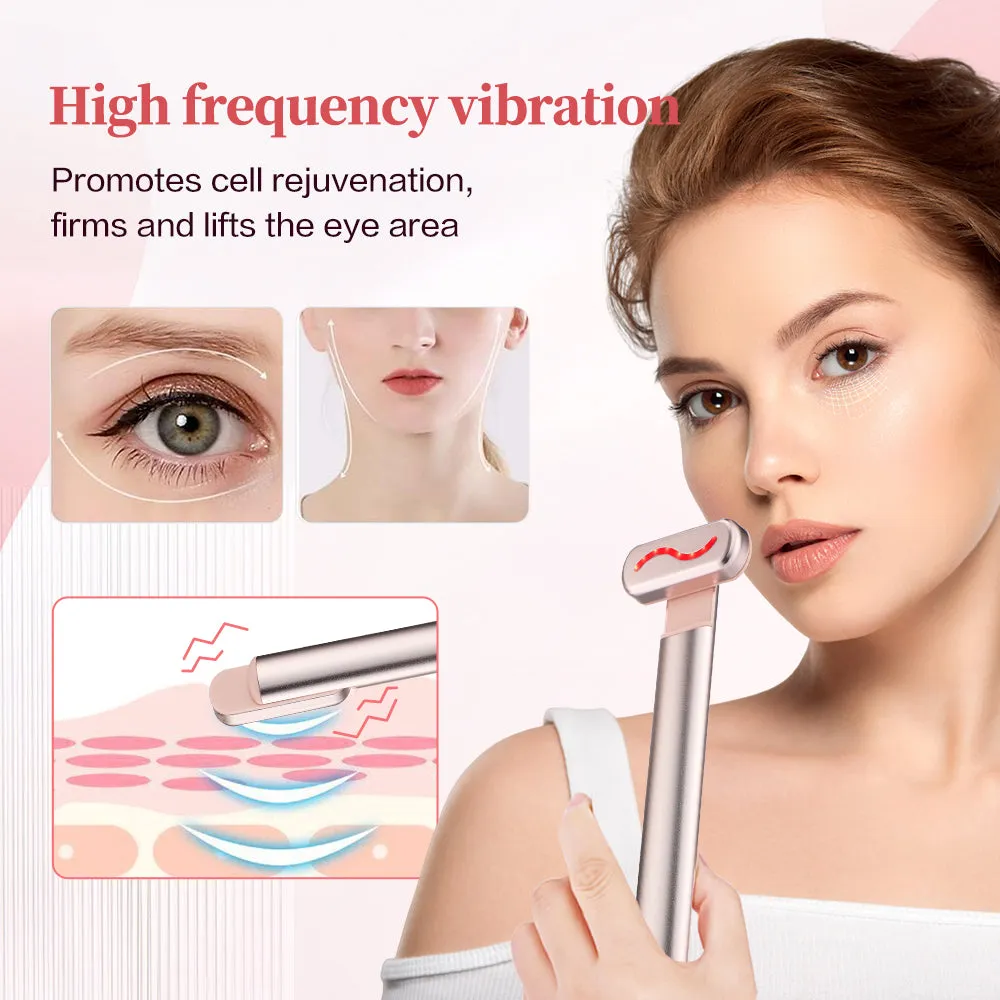 Luxury Eye Massager Device with Vibration & Heating, Rotatable Beauty Wand for Dark Circles and Eye Bags Removal, Eye Lifting & Skin Care Tool, Promotes Cell Rejuvenation, Firms and Lifts Eye Area, Compact and Portable