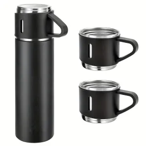 Luxury Stainless Steel Vacuum Flask 500ml - Shimmering Business Style Thermos Bottle, Insulated Hot & Cold Coffee Mug with Portable Carafe, Perfect for Office, Travel, Sports, and Gift Giving