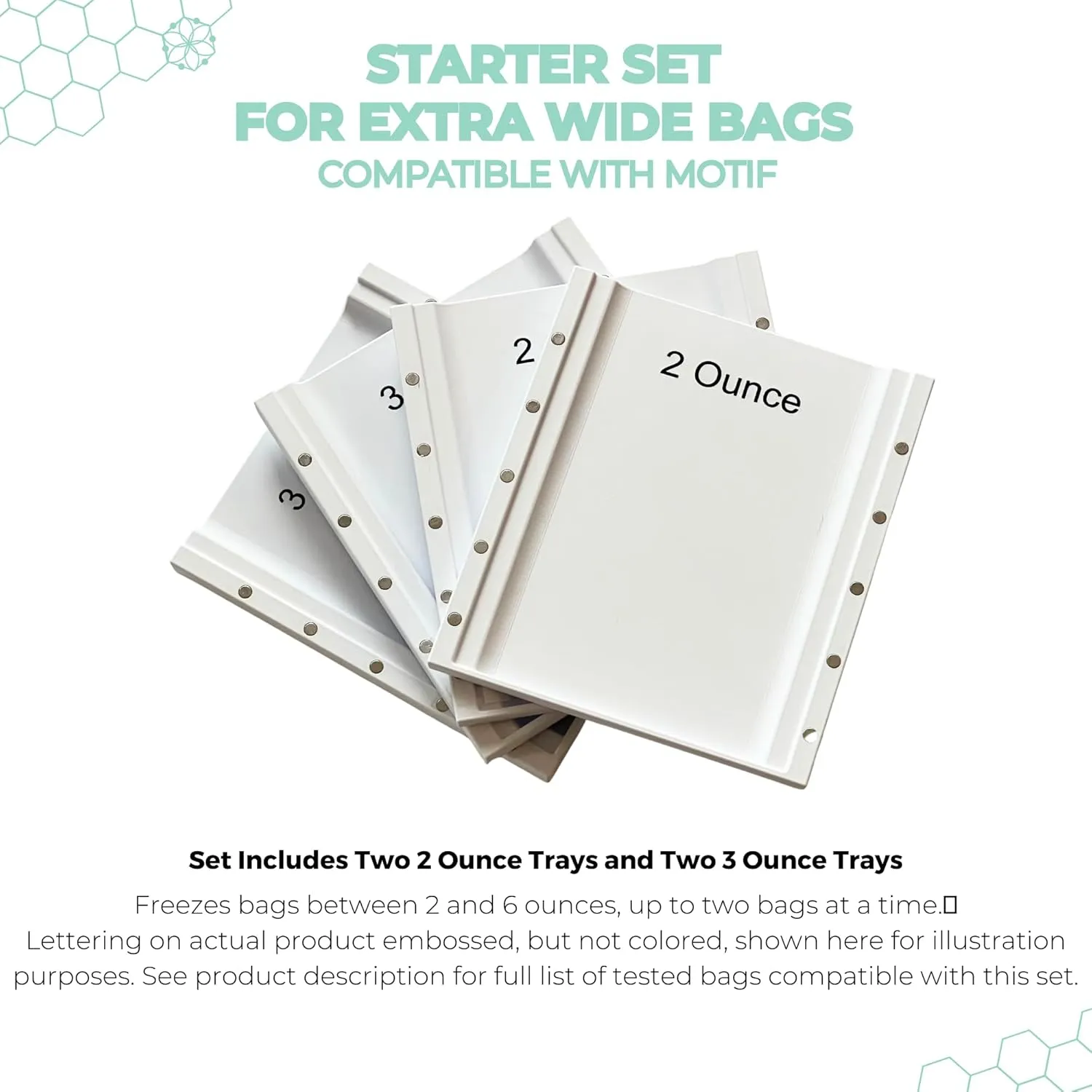 Magnetic Breastmilk Freeze Flat Trays - Breastpump Accessory to Freeze Breast Milk Storage Bags Flat (Starter Set (2-6oz), for Motif)