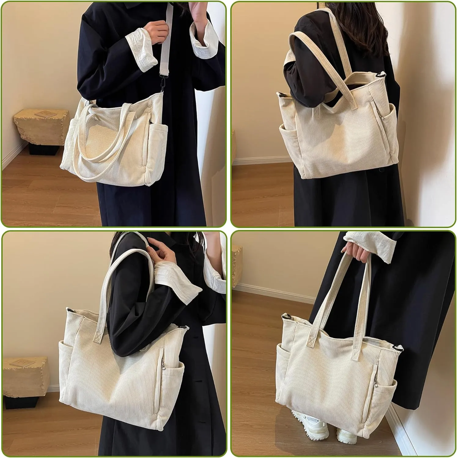 Makukke Corduroy Totes Bag Women - Shoulder Hobo Bag Handbags Crossbody Bag Big Capacity Shopping Purses