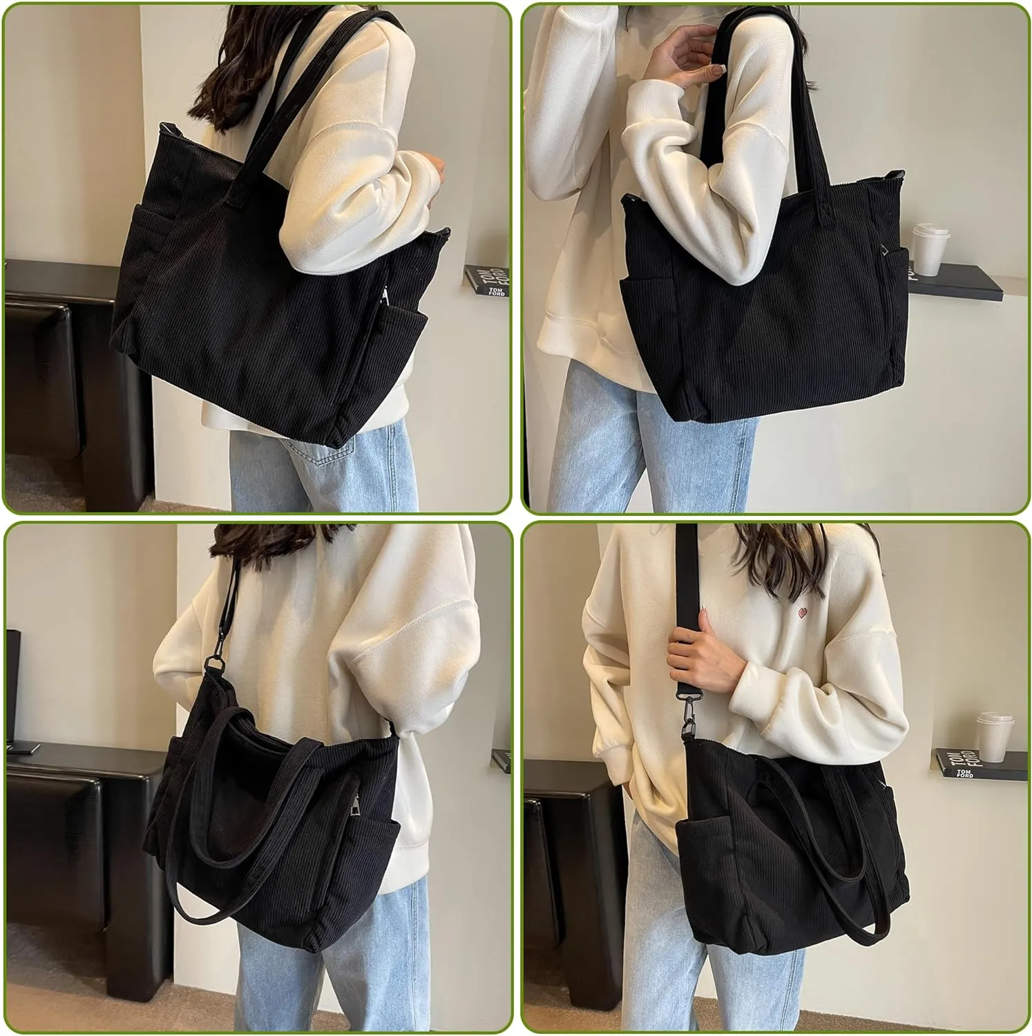 Makukke Corduroy Totes Bag Women - Shoulder Hobo Bag Handbags Crossbody Bag Big Capacity Shopping Purses