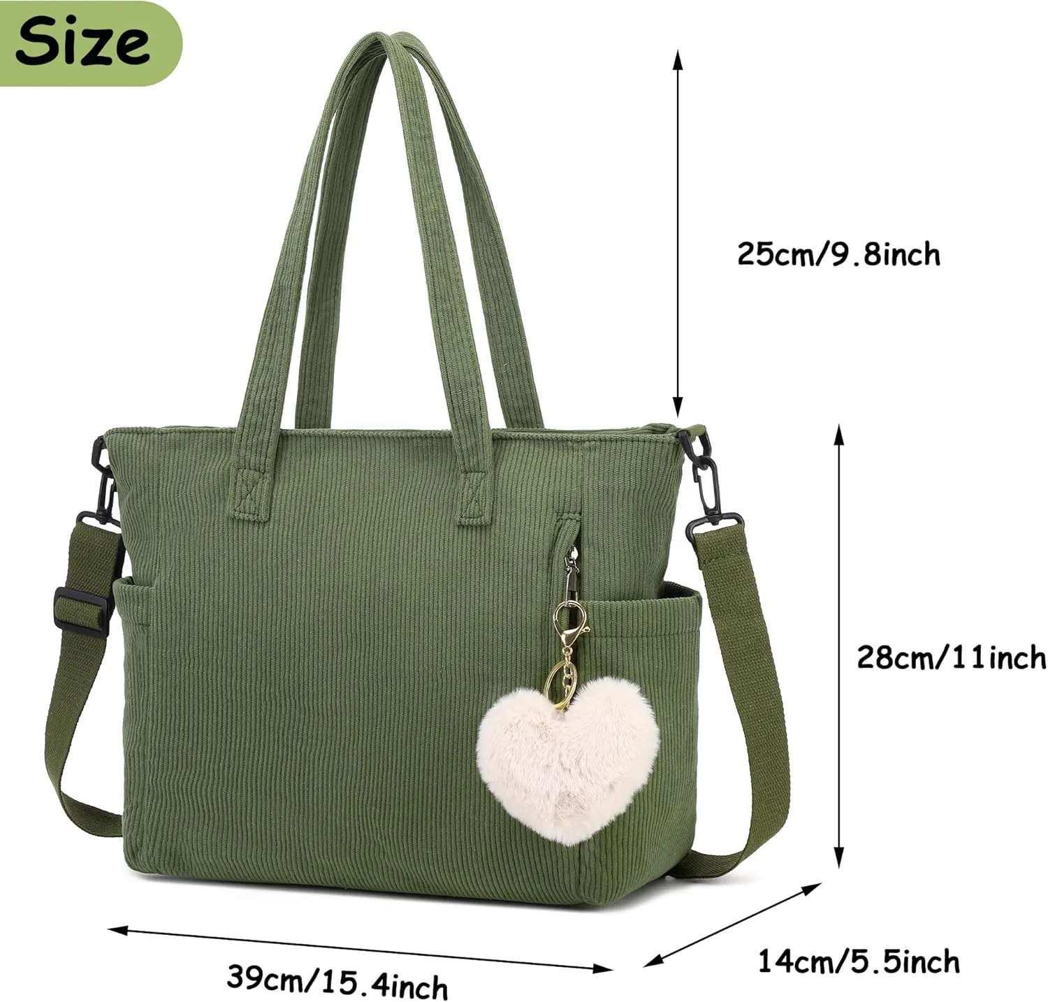 Makukke Corduroy Totes Bag Women - Shoulder Hobo Bag Handbags Crossbody Bag Big Capacity Shopping Purses
