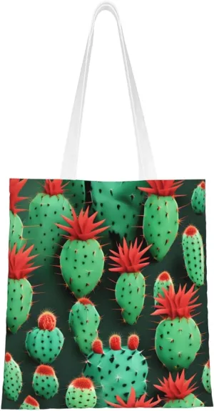 Many Small Cactus Art Print Canvas Tote Bag Reusable Shoulder Shopping Bags For Daily Use Shopping Travel