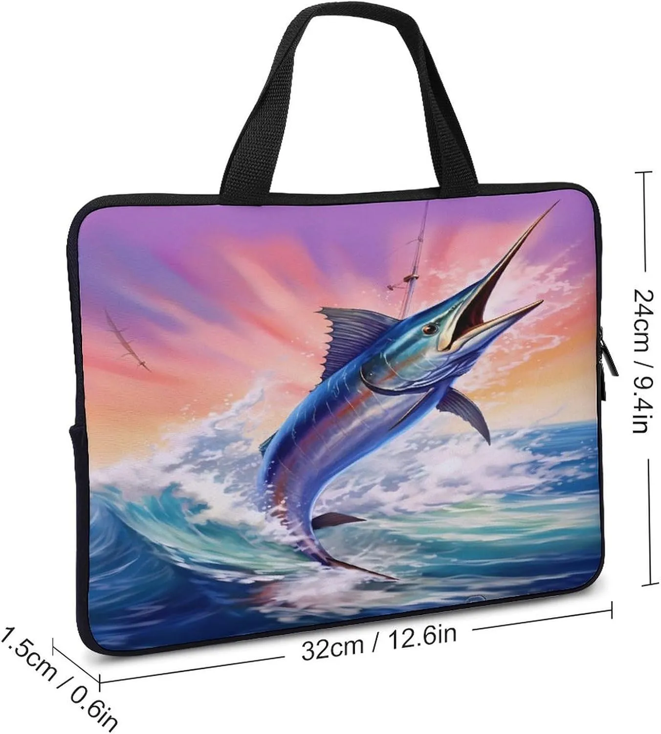 Marlin Fish Swordfish Laptop Tote Bag Computer Protective HandBag Notebook Carrying Case
