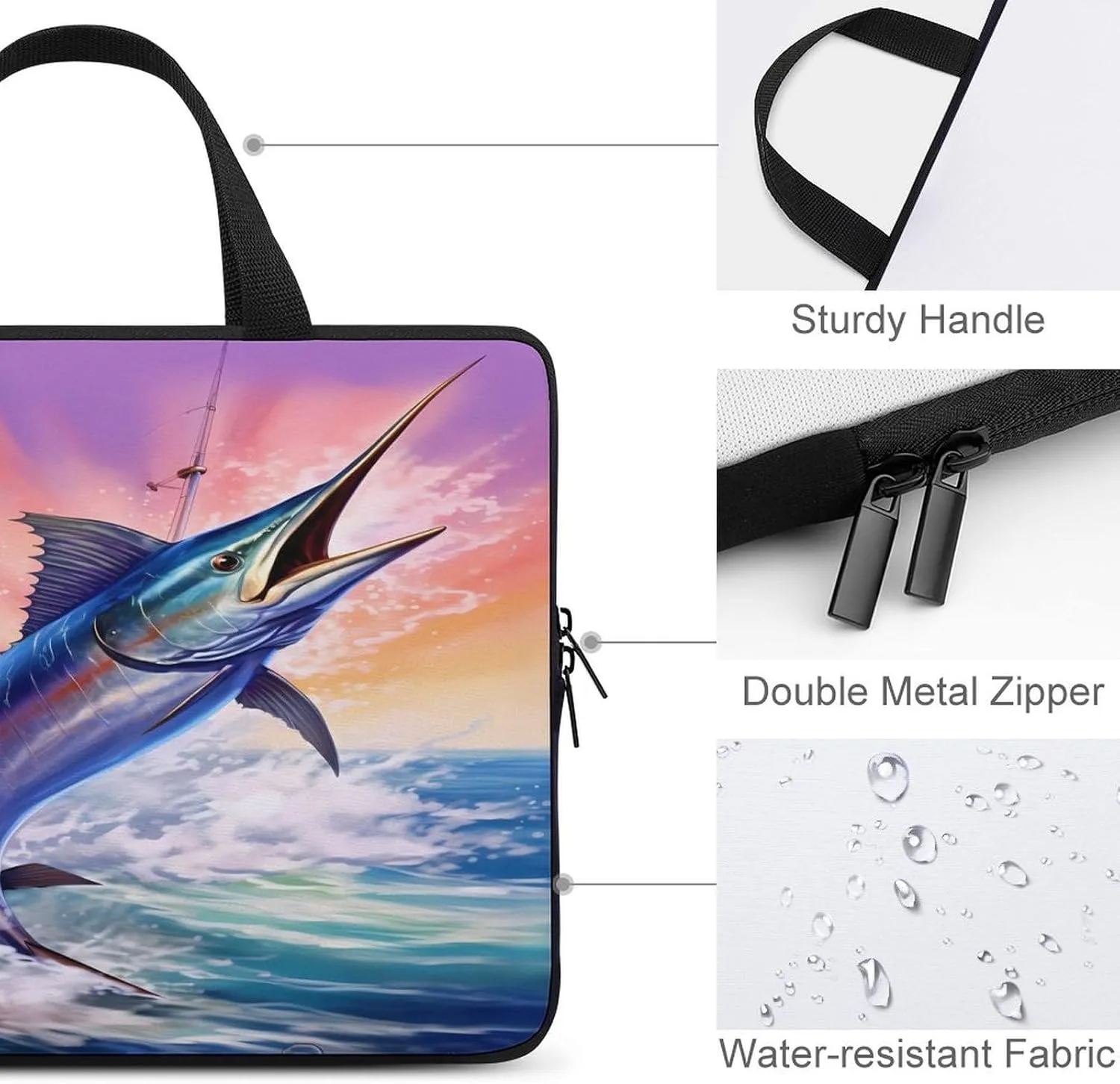 Marlin Fish Swordfish Laptop Tote Bag Computer Protective HandBag Notebook Carrying Case