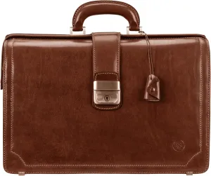 Maxwell Scott - Mens Luxury Leather Executive Lawyer Briefcase - 2 Section Top Handle - Handmade in Italy - The Basilio