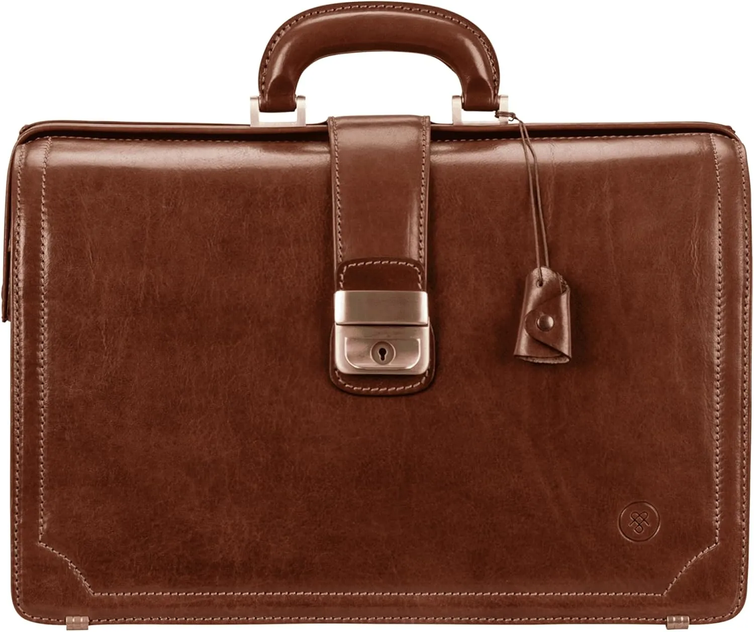 Maxwell Scott - Mens Luxury Leather Executive Lawyer Briefcase - 2 Section Top Handle - Handmade in Italy - The Basilio