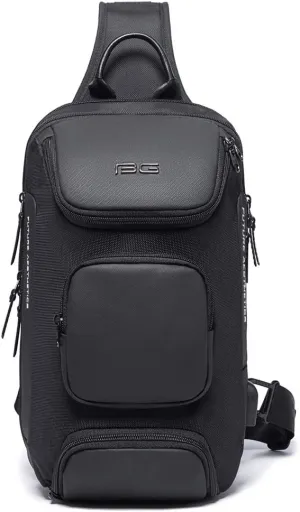Men's Chest Backpack Unisex USB Crossbody Bag Men's Fashion Casual Shoulder Bag Single Shoulder Bag (Black