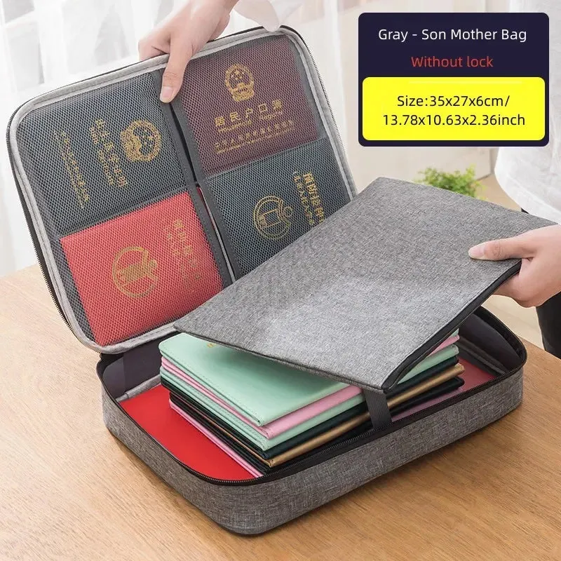 Men's Document Storage Bag Briefcase Tote Bag Credentials Credit Card Wallet Organizer Travel Ticket Package Accessories Supplie