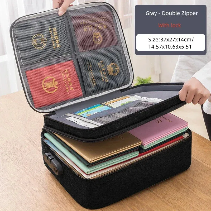 Men's Document Storage Bag Briefcase Tote Bag Credentials Credit Card Wallet Organizer Travel Ticket Package Accessories Supplie