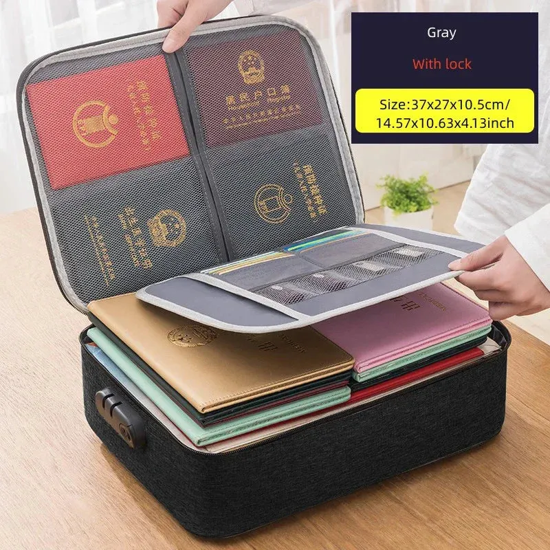 Men's Document Storage Bag Briefcase Tote Bag Credentials Credit Card Wallet Organizer Travel Ticket Package Accessories Supplie