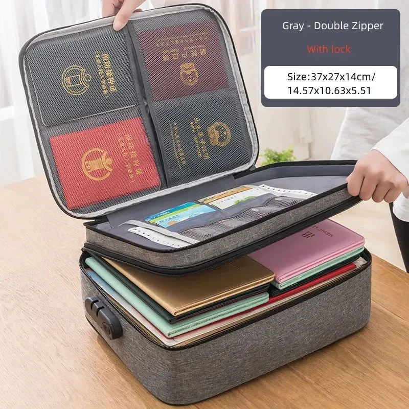 Men's Document Storage Bag Briefcase Tote Bag Credentials Credit Card Wallet Organizer Travel Ticket Package Accessories Supplie
