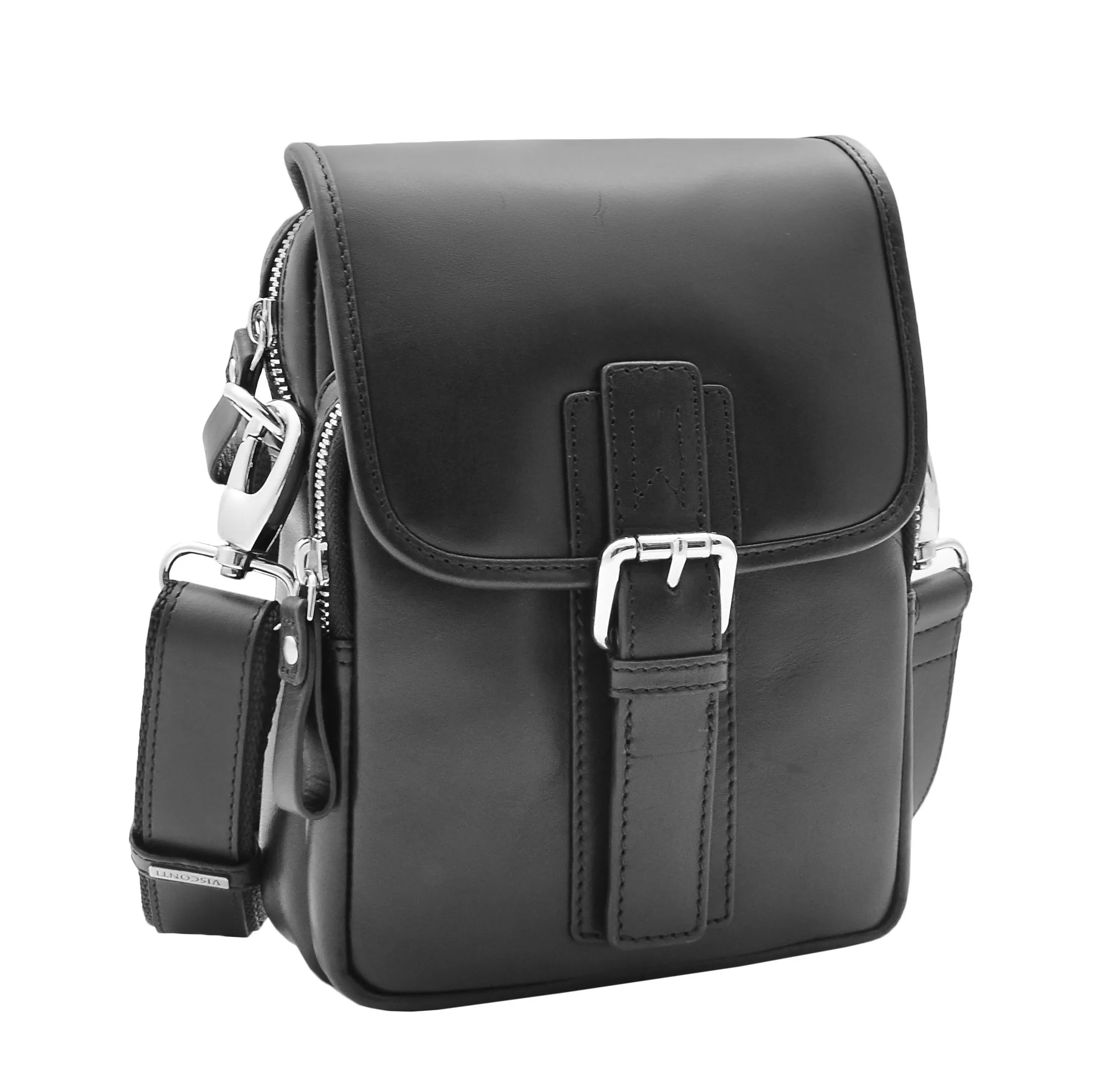 Men's Smart Cross Body Bag Genuine Leather Messenger Black DR386