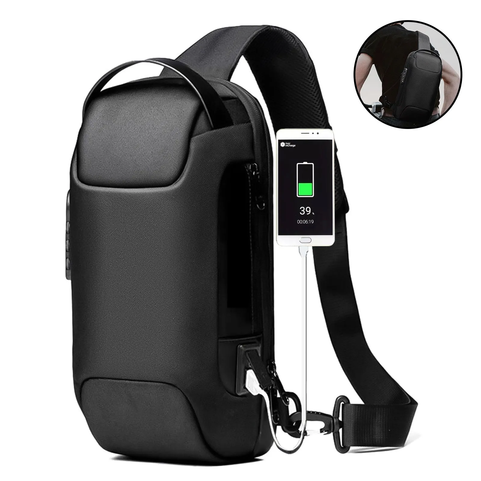Men's Waterproof Oxford Multifunction Crossbody Bags Anti-theft
