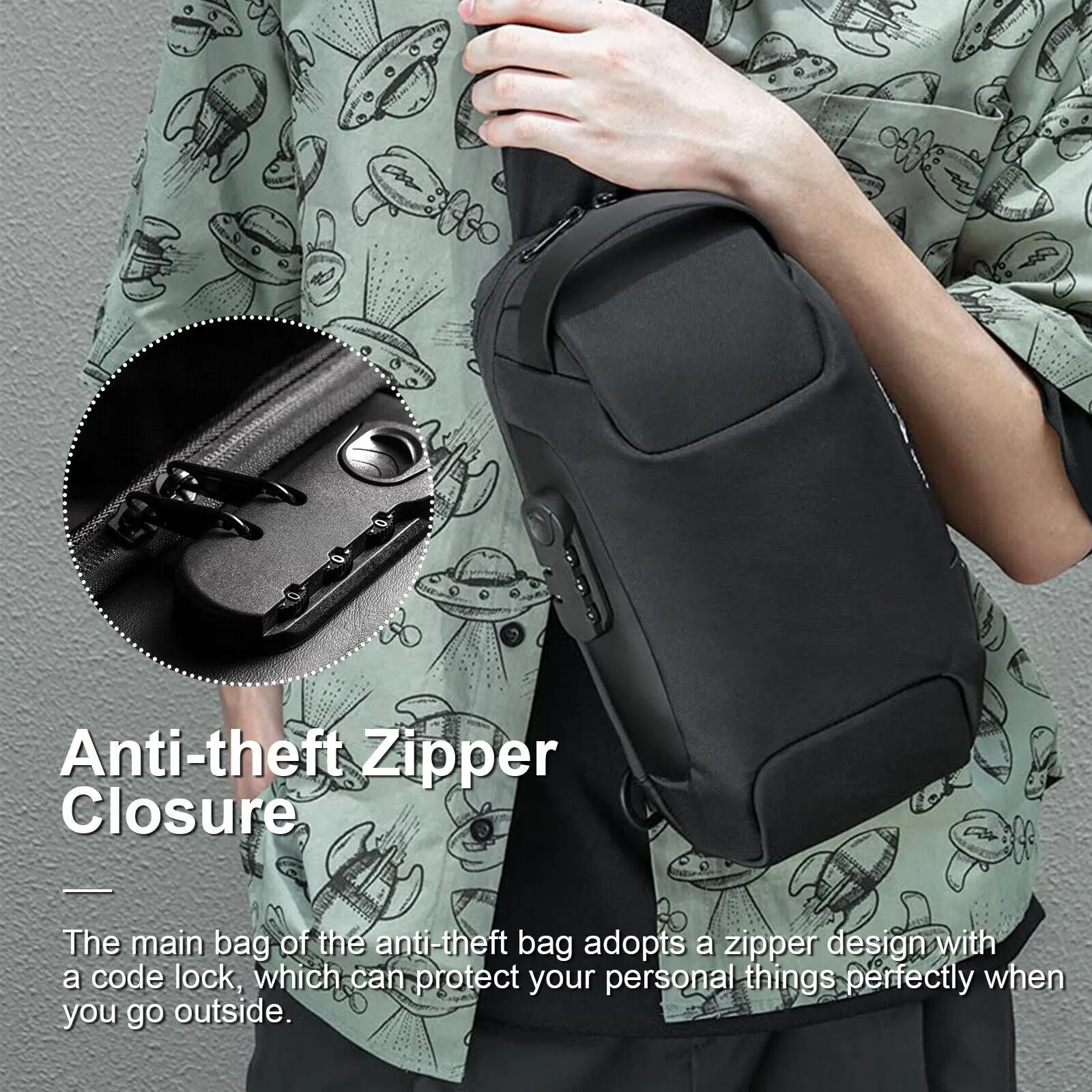 Men's Waterproof Oxford Multifunction Crossbody Bags Anti-theft