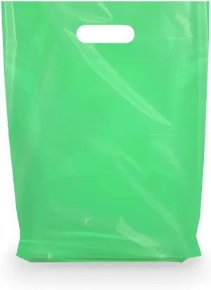 Merchandise Bags, Die Cut Handles, Strong, Durable, and Tear Resistant Bags Perfect for Retail, Boutiques, or Any Events, Different sizes and colors (Green, 9x12 Inch (Pack of 100)