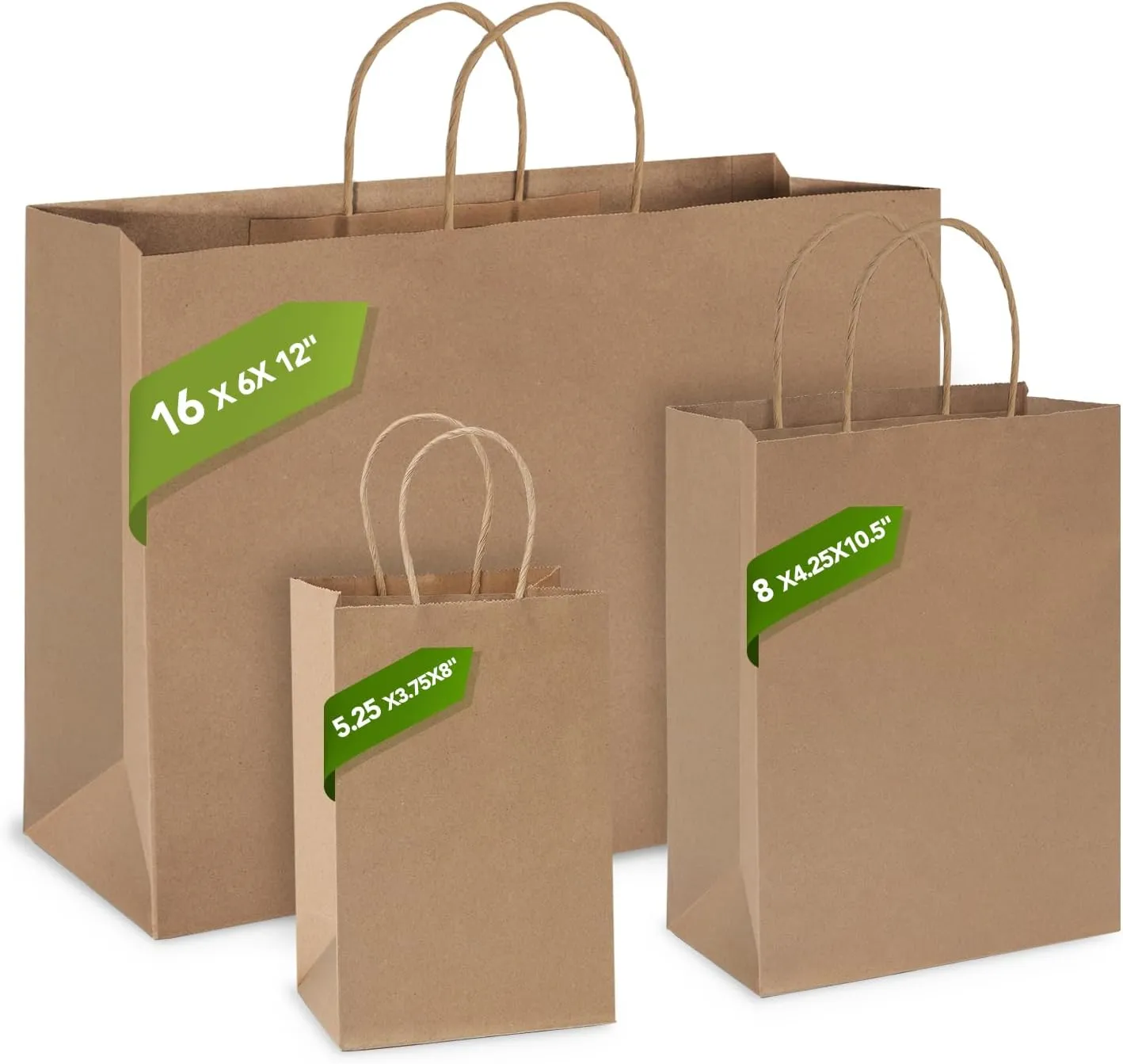 MESHA Large Brown Paper Bags with Handles 16x6x12 Inch 25 Pack Gift Shopping Bags Large Craft Bag Kraft Bag for Small Business