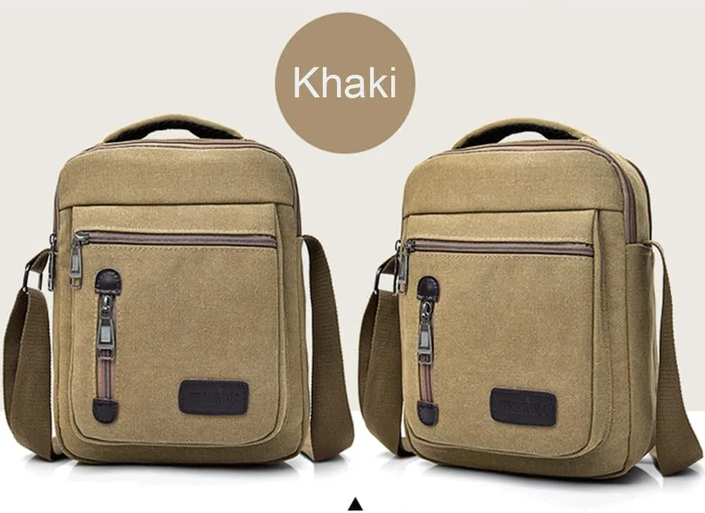 Messenger bag for Men Women, Vintage Canvas Crossbody Bag Shoulder Bag Multi Pocket Purse, Small Messenger Satchel Bag Travel