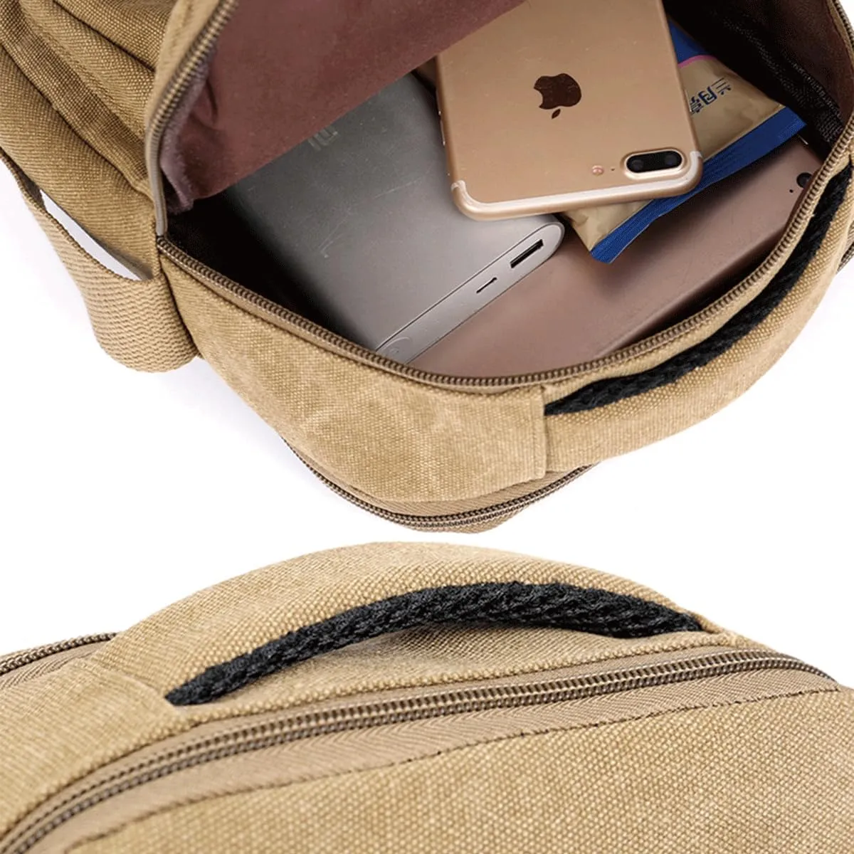 Messenger bag for Men Women, Vintage Canvas Crossbody Bag Shoulder Bag Multi Pocket Purse, Small Messenger Satchel Bag Travel