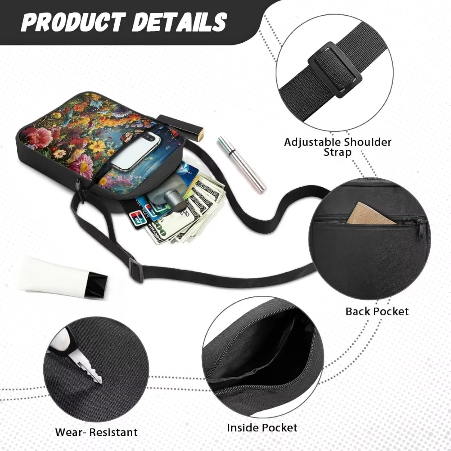 Messenger Bag for Women, Waterproof Crossbody Shoulder Bag for Men, Lightweight Sling Chest Bag