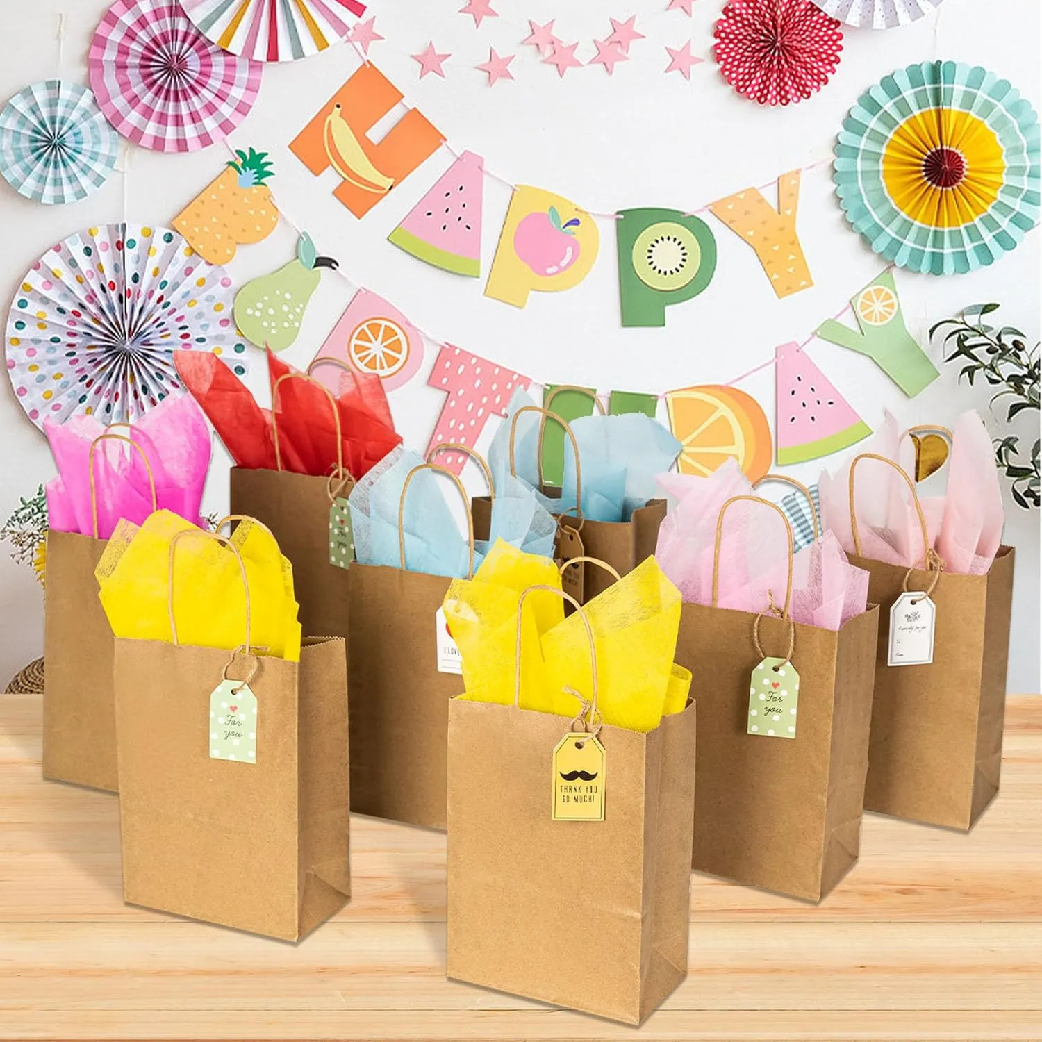 METAPRINT 50 PCS Custom Printed Kraft Paper Bags for Small Business, 8x4.5x10.8 Inch Medium Size, Personalized Retail Gift Bags with Logo, Brown Shopping Paper Bag with Handle, Goodie Bag