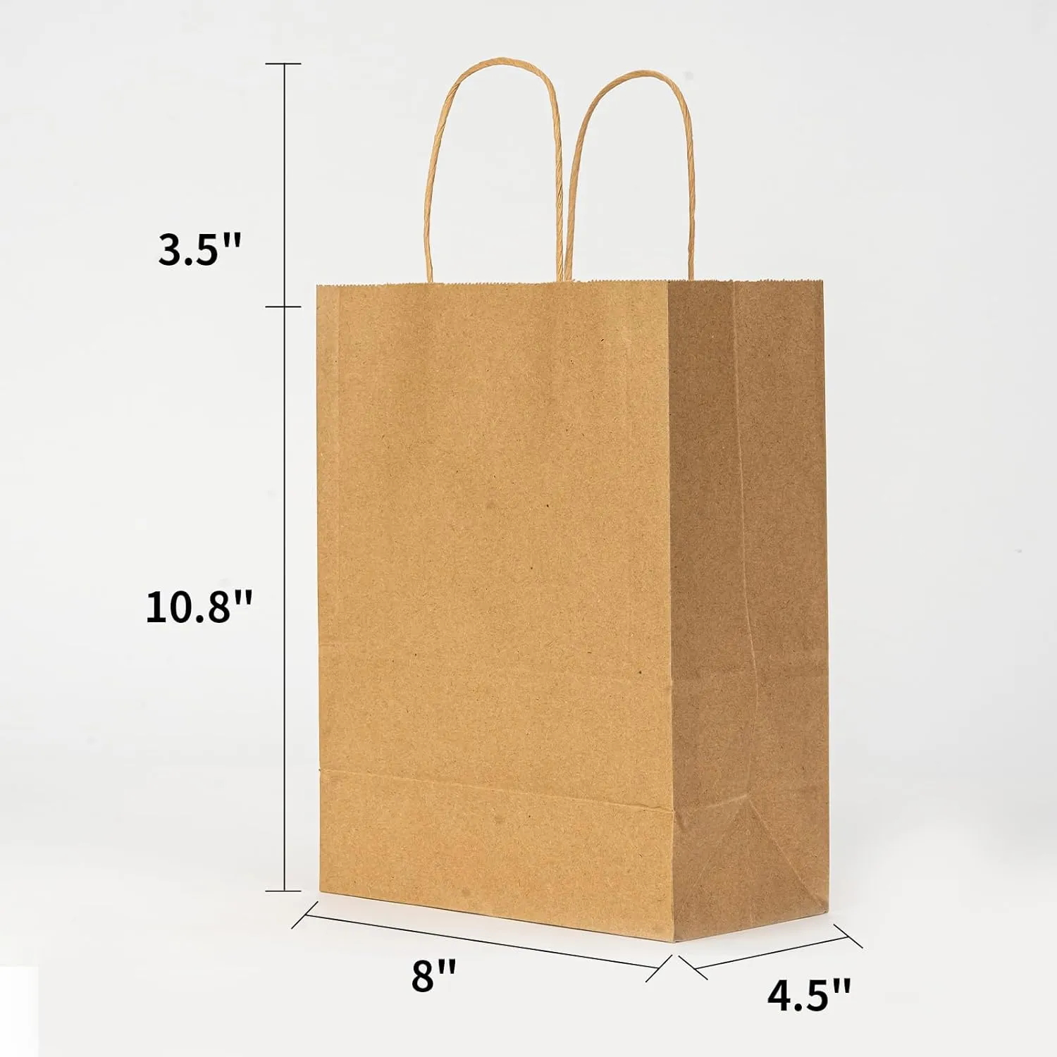 METAPRINT 50 PCS Custom Printed Kraft Paper Bags for Small Business, 8x4.5x10.8 Inch Medium Size, Personalized Retail Gift Bags with Logo, Brown Shopping Paper Bag with Handle, Goodie Bag