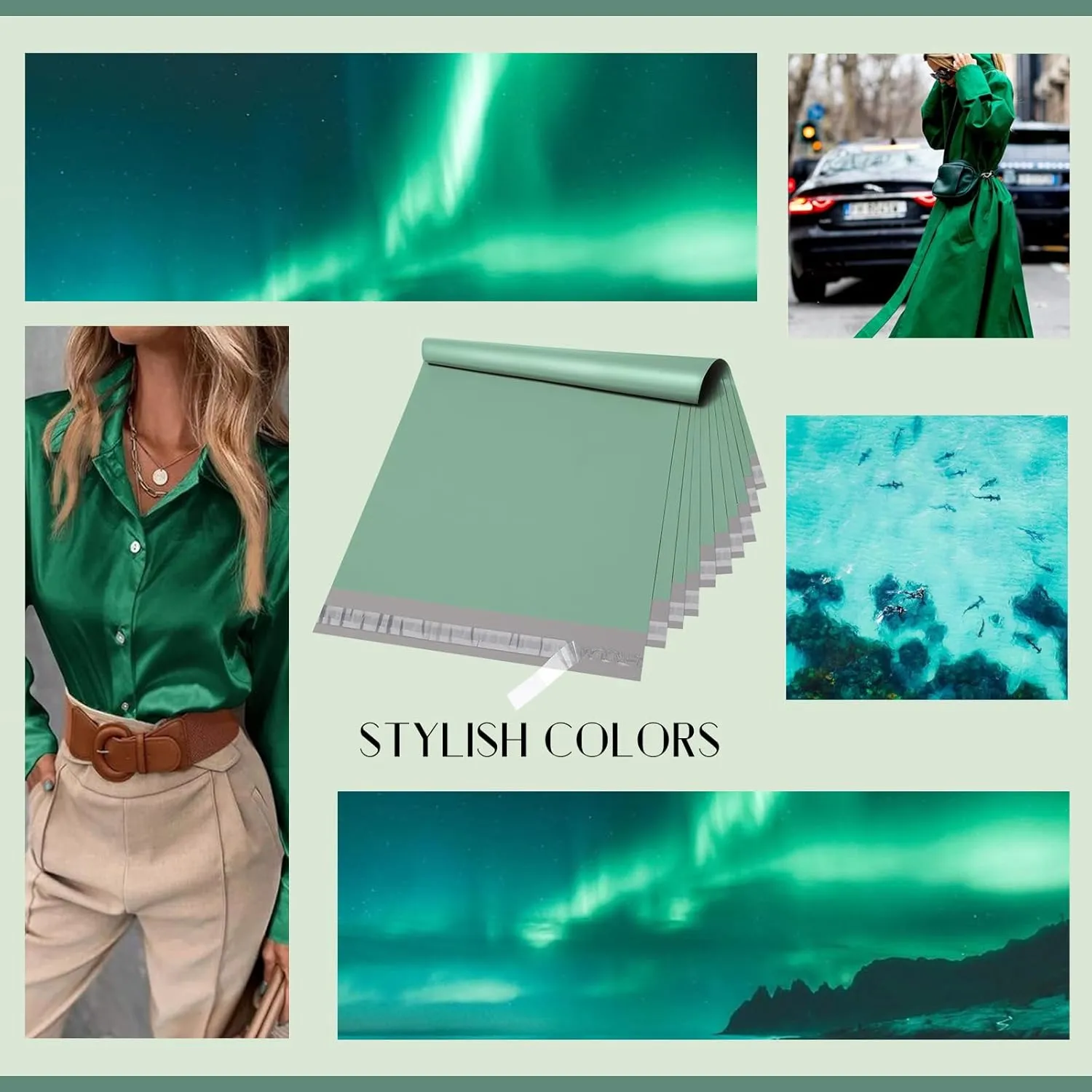 Metronic Large Poly Mailers 19x24 100Pcs, Strong Adhensive Shipping Bags for Clothing, Waterproof Mailers Bags for Small Business, Shipping Envelopes, Tear-resistant Packing Bags in Grayed Jade Green