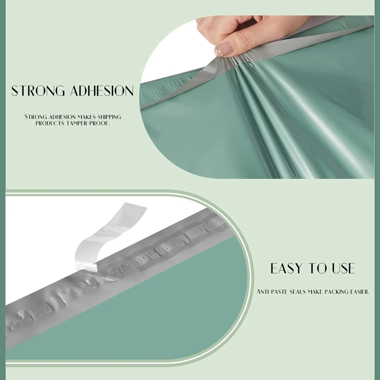 Metronic Large Poly Mailers 19x24 100Pcs, Strong Adhensive Shipping Bags for Clothing, Waterproof Mailers Bags for Small Business, Shipping Envelopes, Tear-resistant Packing Bags in Grayed Jade Green