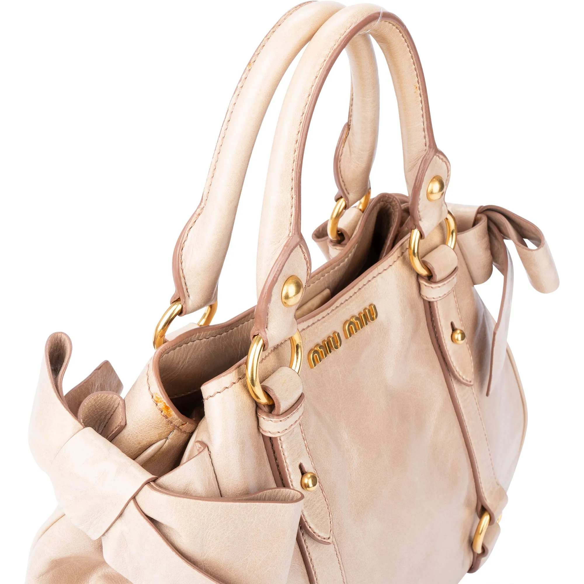 Miu Miu Rose Leather City Handbag