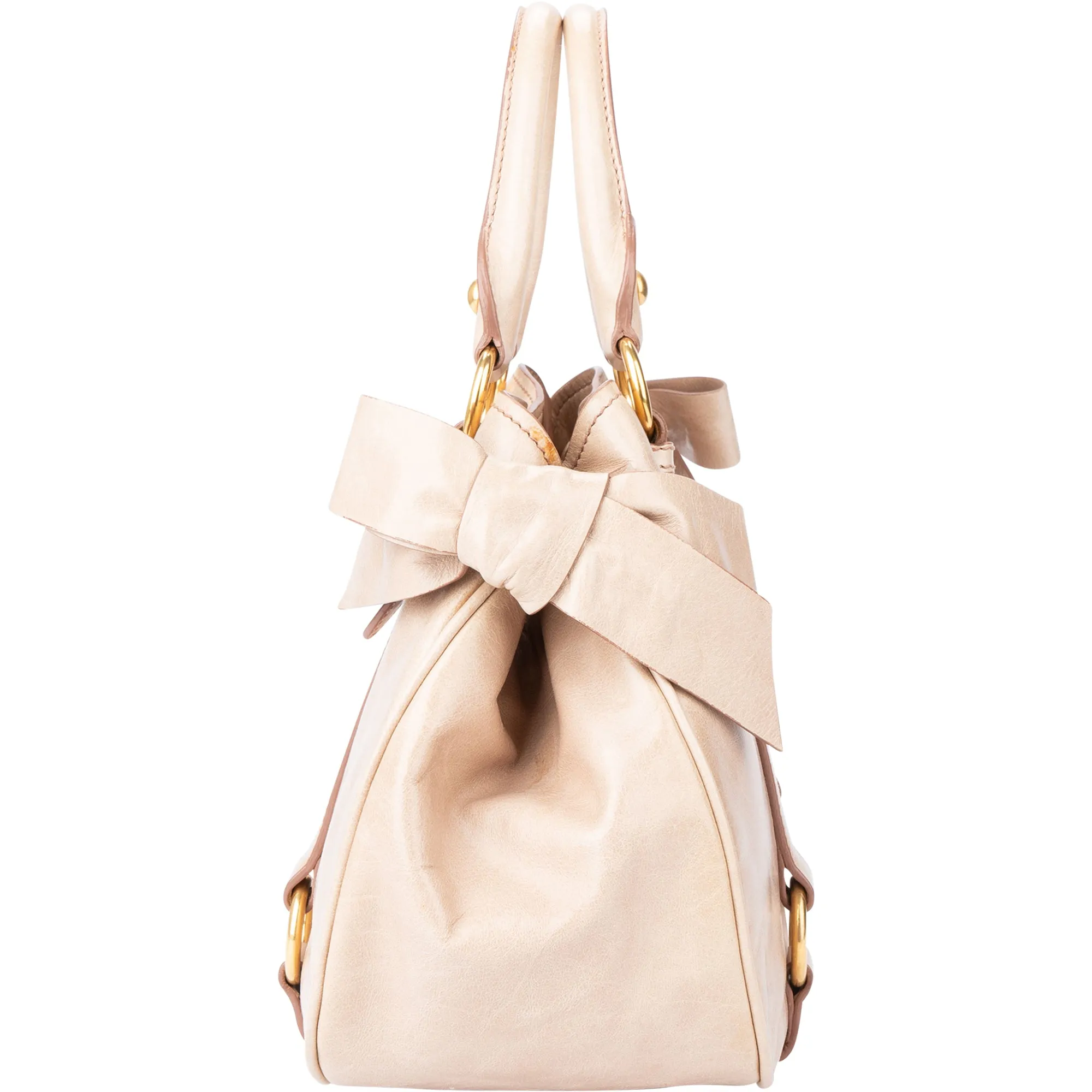 Miu Miu Rose Leather City Handbag