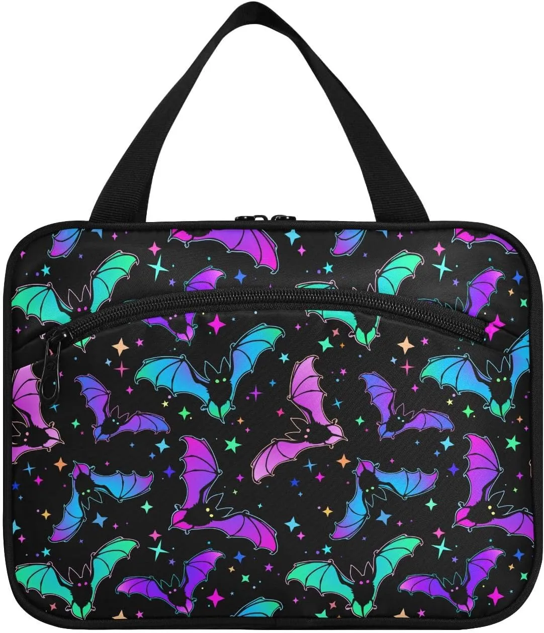 MNSRUU Hanging Toiletry Bags for Women Travel, Gothic Halloween Luminous Bats Toiletry Organizer Portable Travel Toiletry Bags Clear Wash Bags Makeup Bag Cosmetic Bag