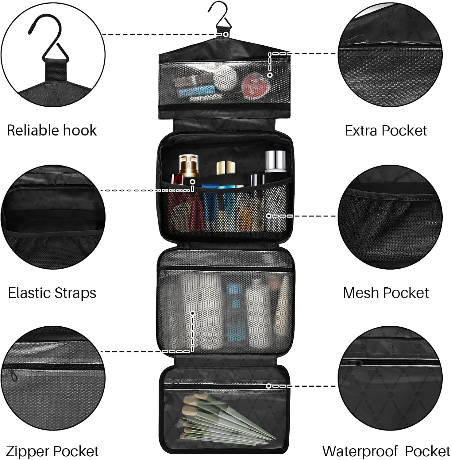 MNSRUU Hanging Toiletry Bags for Women Travel, Gothic Halloween Luminous Bats Toiletry Organizer Portable Travel Toiletry Bags Clear Wash Bags Makeup Bag Cosmetic Bag