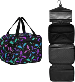 MNSRUU Hanging Toiletry Bags for Women Travel, Gothic Halloween Luminous Bats Toiletry Organizer Portable Travel Toiletry Bags Clear Wash Bags Makeup Bag Cosmetic Bag