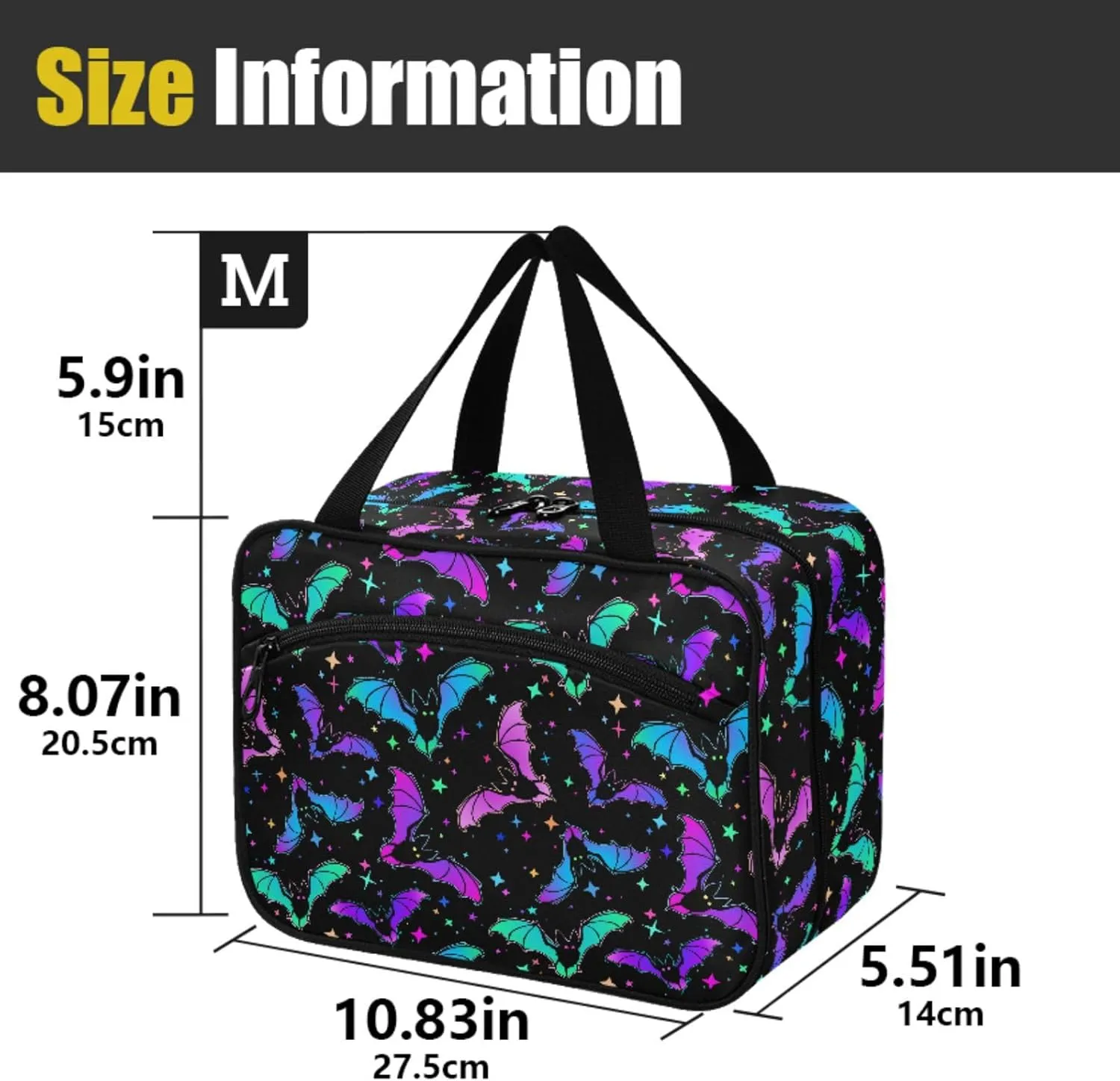 MNSRUU Hanging Toiletry Bags for Women Travel, Gothic Halloween Luminous Bats Toiletry Organizer Portable Travel Toiletry Bags Clear Wash Bags Makeup Bag Cosmetic Bag