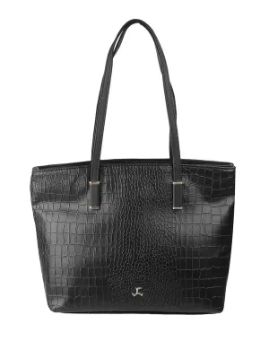 Mochi Black Textured PU Shopper Tote Bag