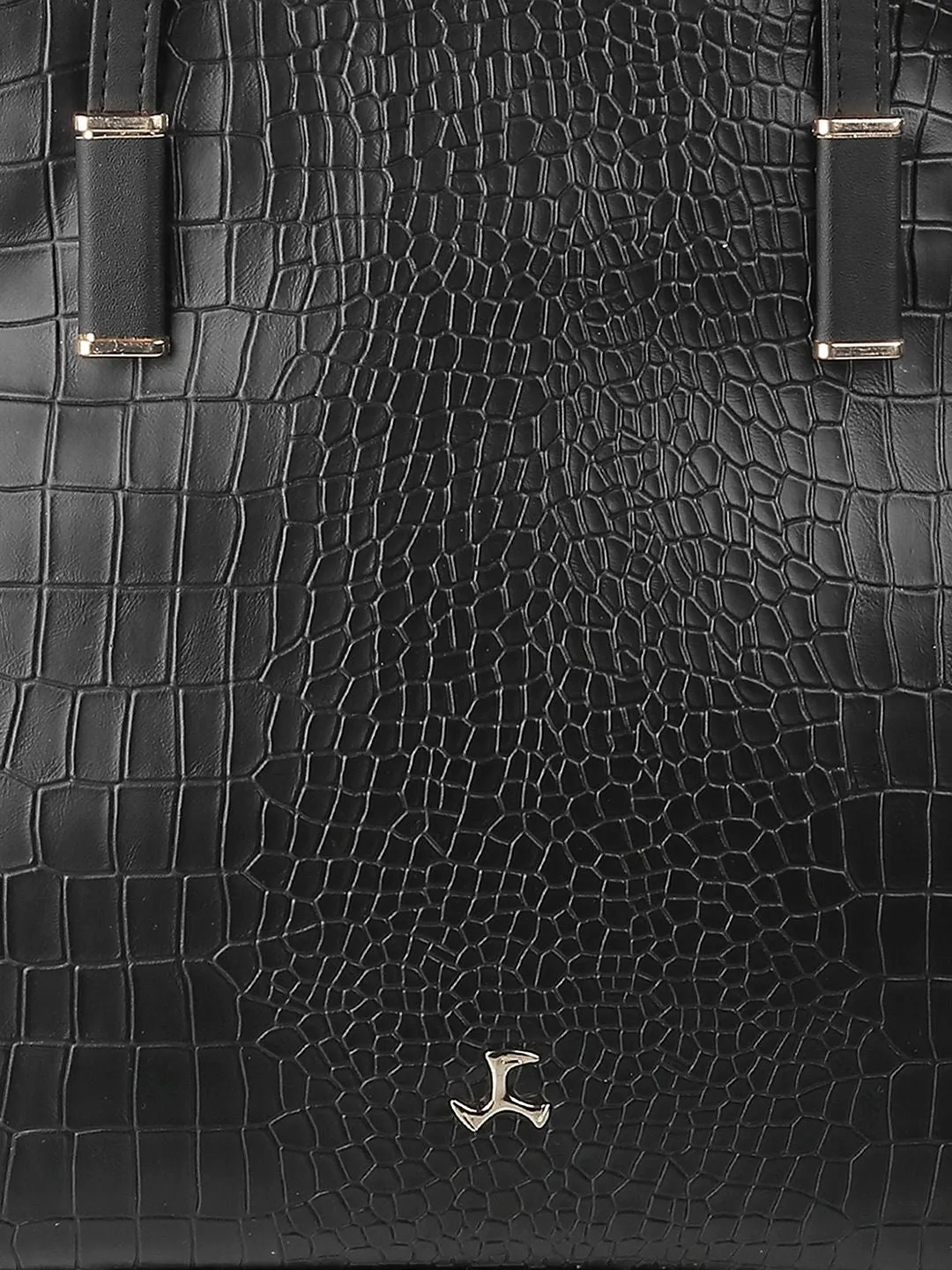 Mochi Black Textured PU Shopper Tote Bag