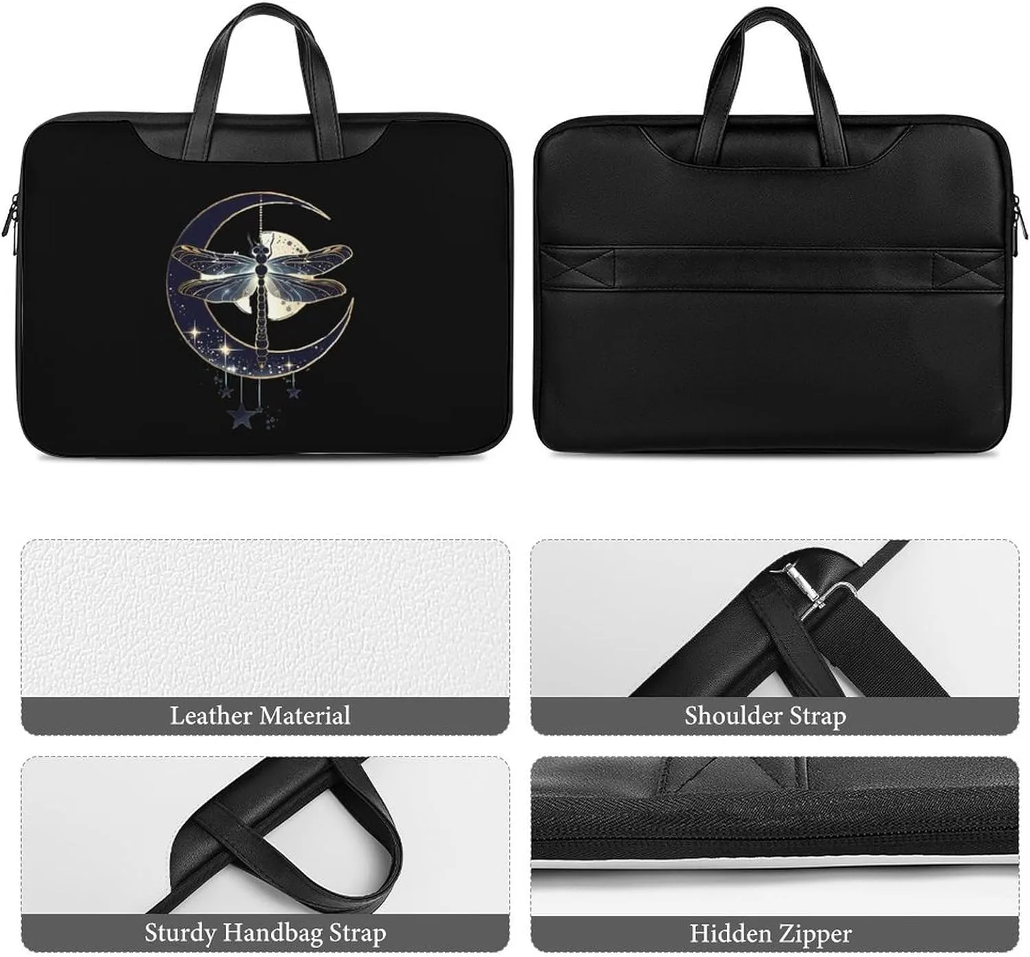 Moon Nature Insect Dragonfly Laptop Tote Bag Waterproof Computer Carrying Case Business Office Briefcase