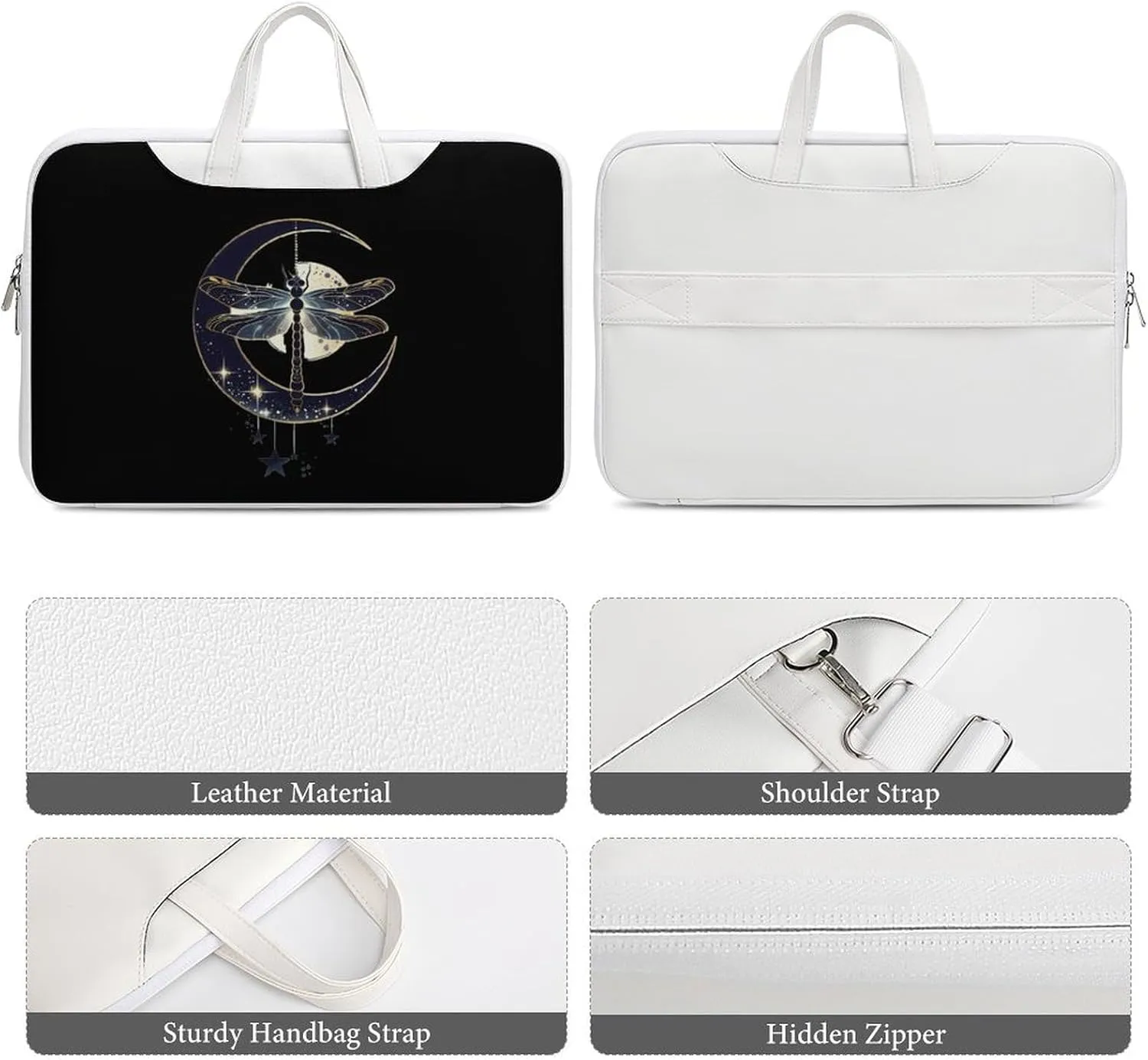 Moon Nature Insect Dragonfly Laptop Tote Bag Waterproof Computer Carrying Case Business Office Briefcase