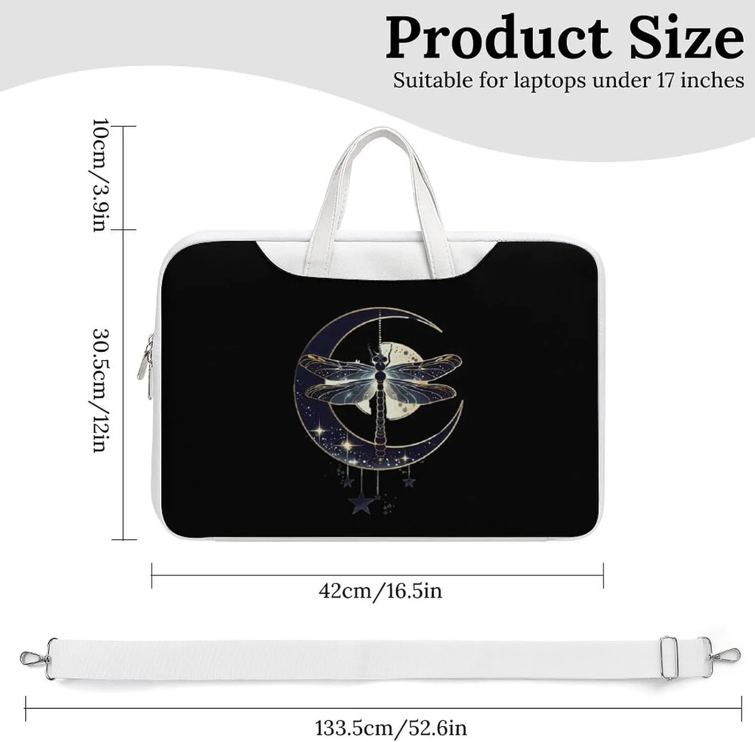 Moon Nature Insect Dragonfly Laptop Tote Bag Waterproof Computer Carrying Case Business Office Briefcase