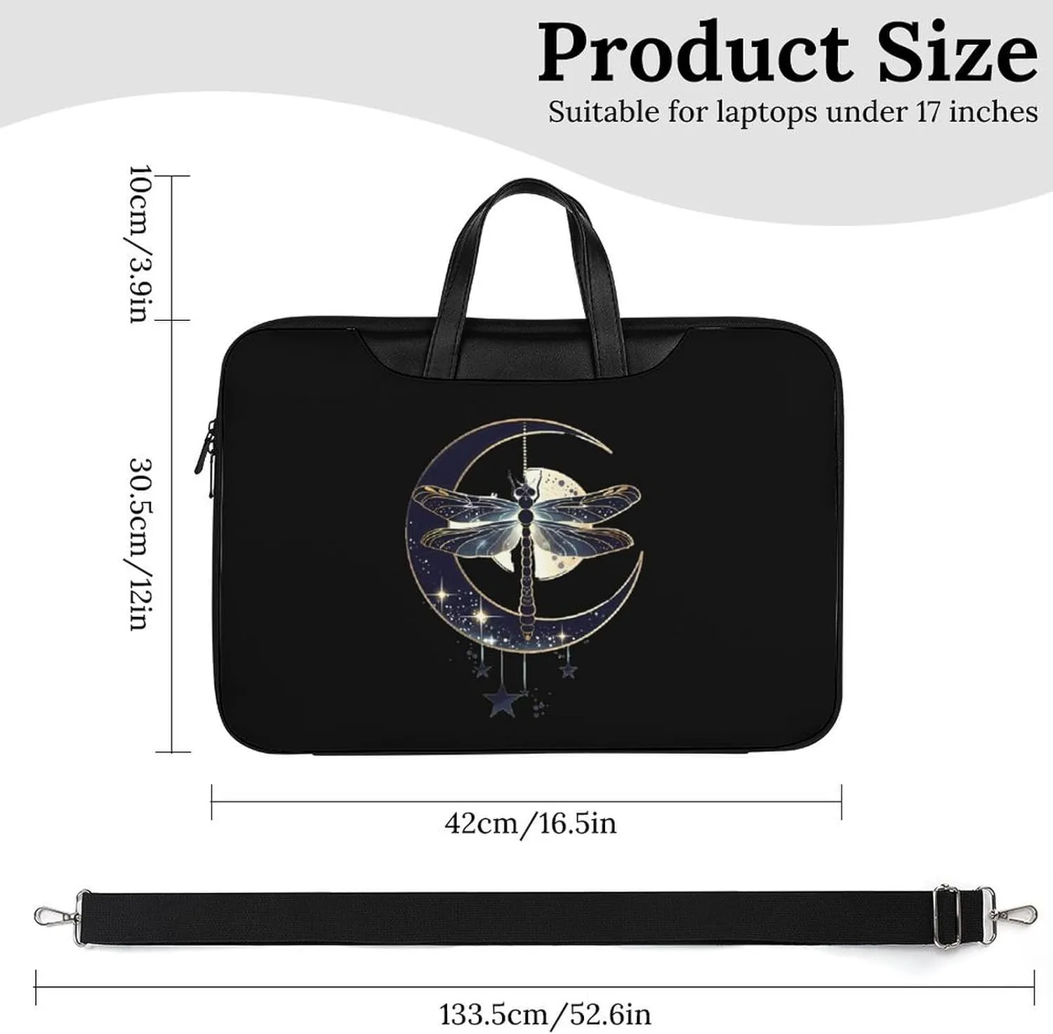 Moon Nature Insect Dragonfly Laptop Tote Bag Waterproof Computer Carrying Case Business Office Briefcase