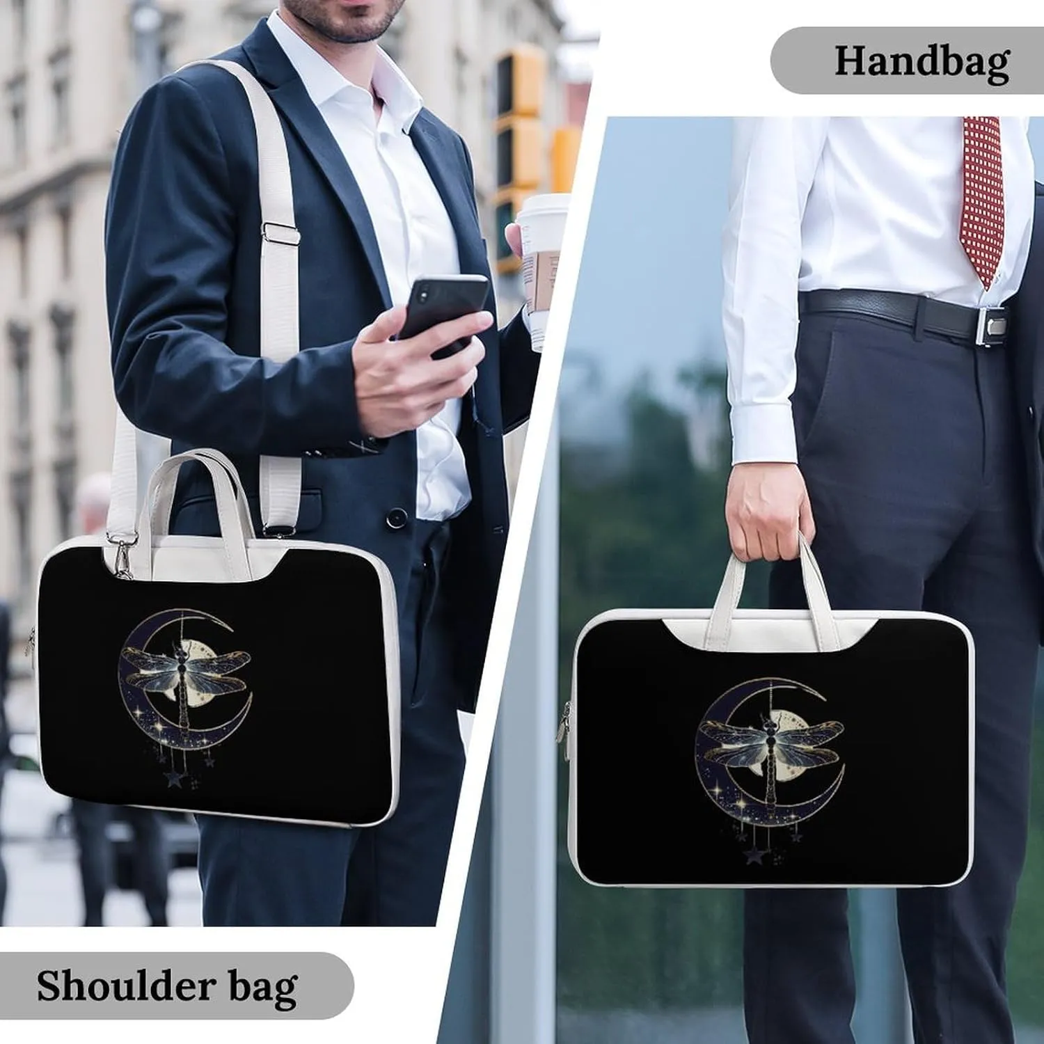 Moon Nature Insect Dragonfly Laptop Tote Bag Waterproof Computer Carrying Case Business Office Briefcase
