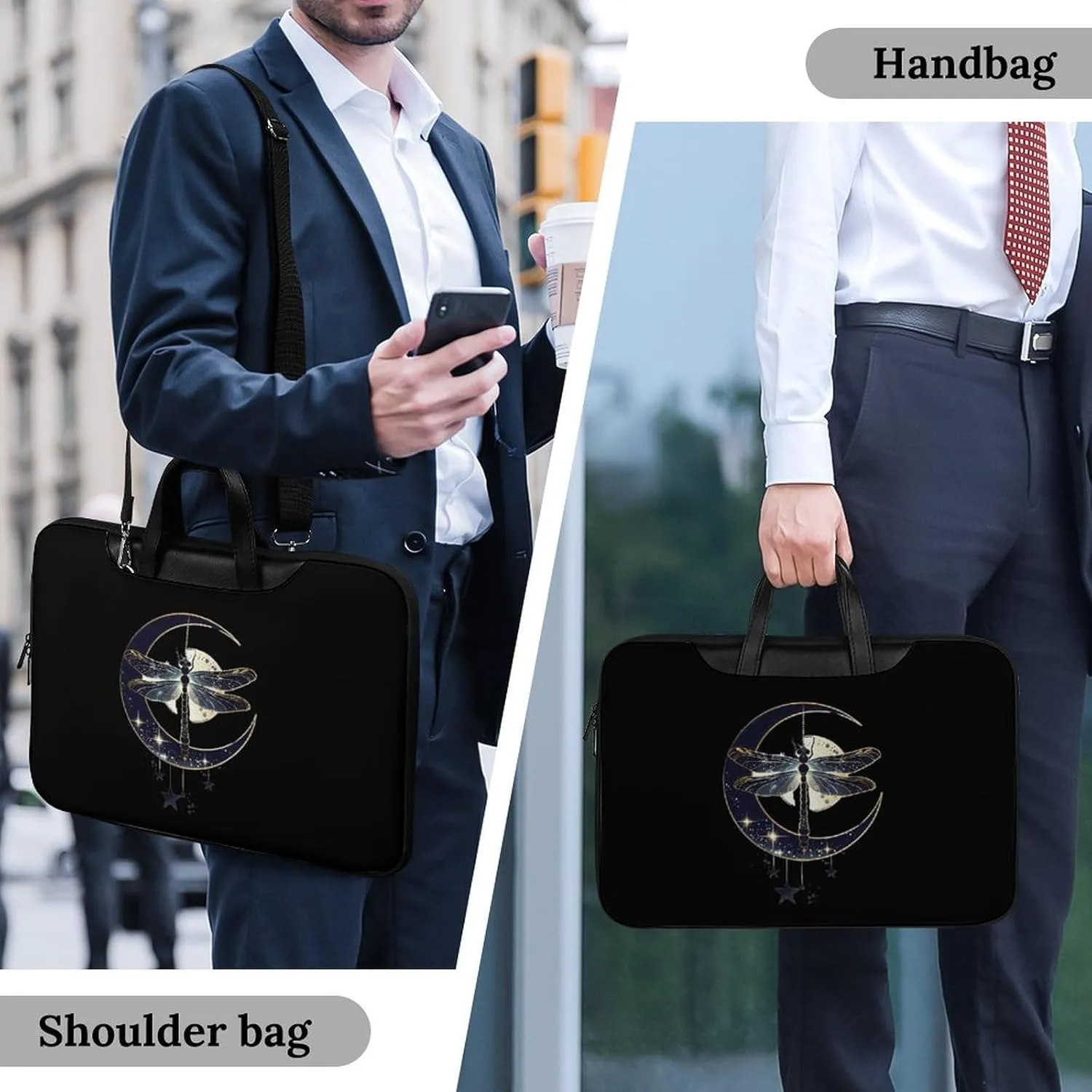 Moon Nature Insect Dragonfly Laptop Tote Bag Waterproof Computer Carrying Case Business Office Briefcase