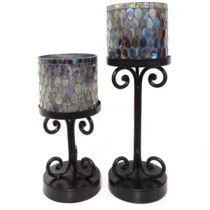 Mosaic & Iron Pillar Holder
