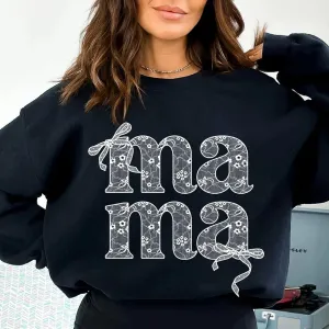 Mother's Day Iron-On Sticker – Lace Mama Bow DIY Transfer for Clothes