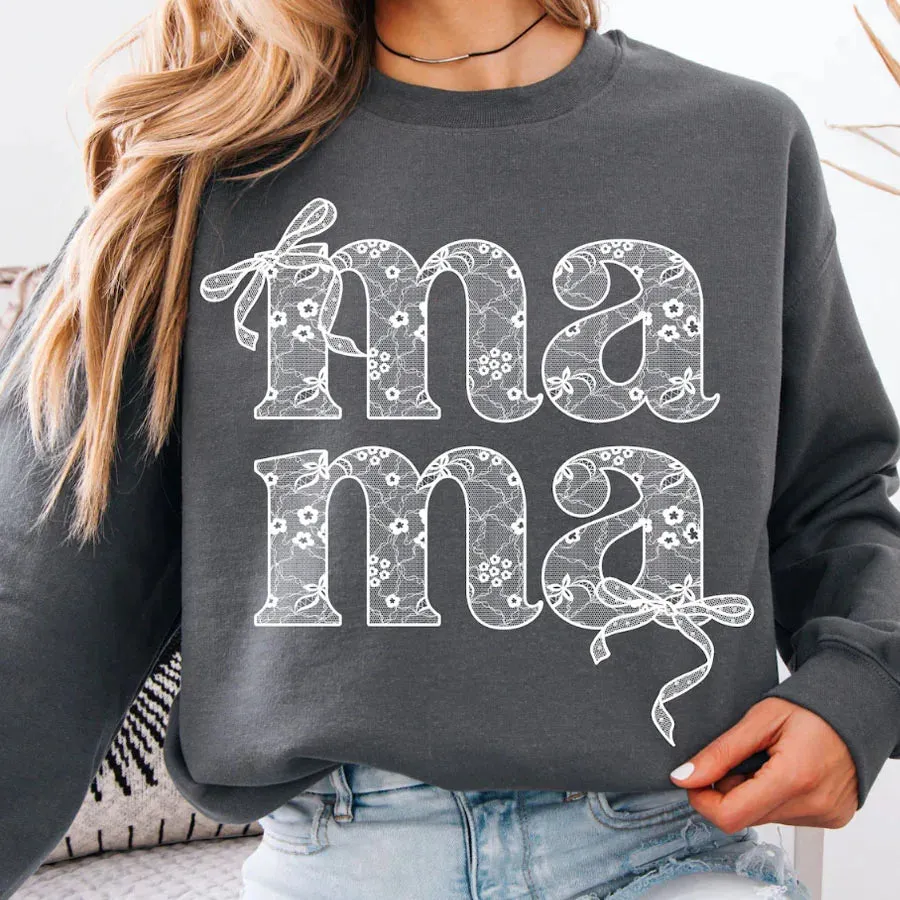 Mother's Day Iron-On Sticker – Lace Mama Bow DIY Transfer for Clothes