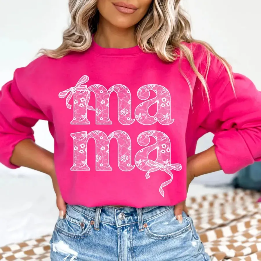 Mother's Day Iron-On Sticker – Lace Mama Bow DIY Transfer for Clothes